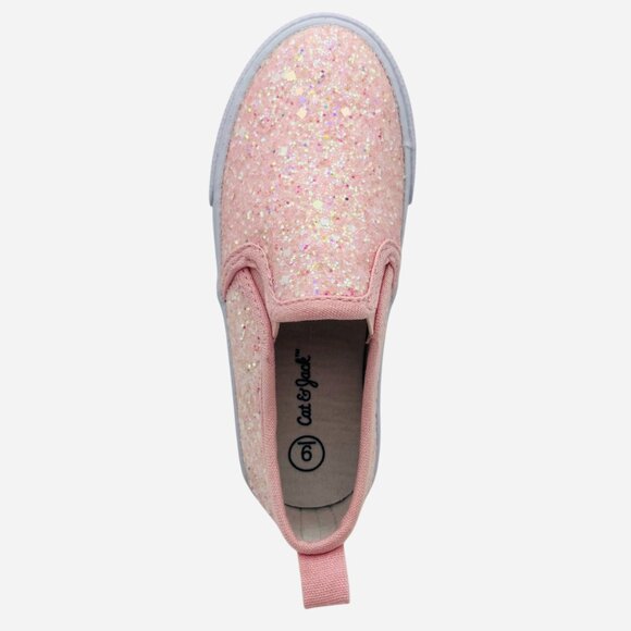 Toddler Girls' Madigan Pink Glitter Slip On Sneakers Pull On Cat & Jack Size 5 - Picture 4 of 5
